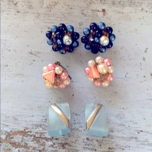 Vintage Clip On Earrings set of 3